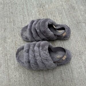UGG grey fluffy slippers